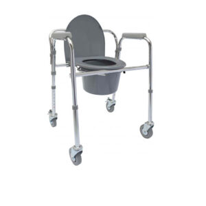 Cómodo esmaltado cromado de acero plegable c/ruedas y asiento de 18", Drive