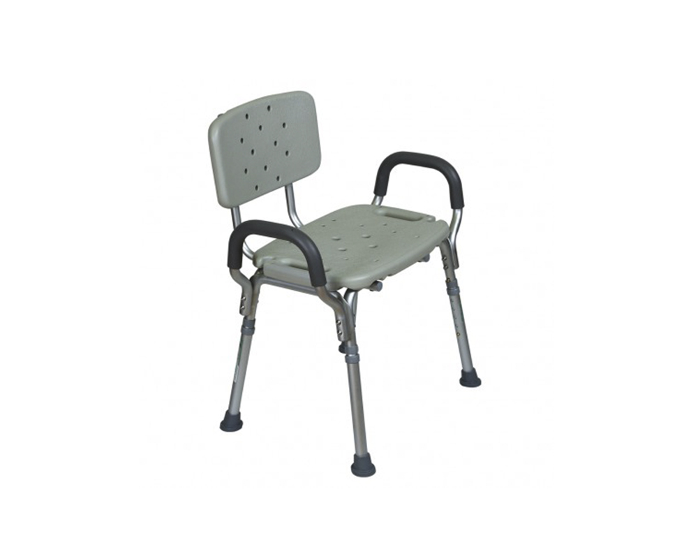 Banco para Ducha de Aluminio con Respaldo y Descansabrazos Ajustables, ReActiv